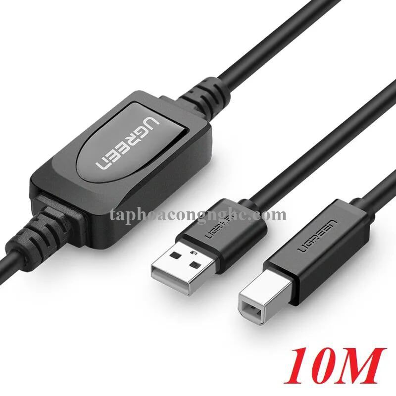 Ugreen 10374 10M màu Đen Cáp USB 2.0 sang USB B máy in có chip khuếch đại US122 30010374